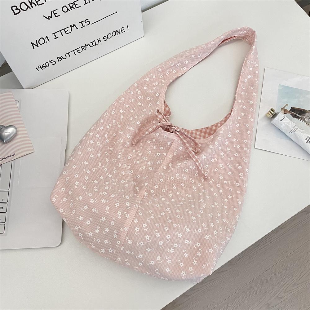 New Lace-up Light Shoulder Bag Summer Large-capacity Vest Bag Bow Commuter Tote Bag