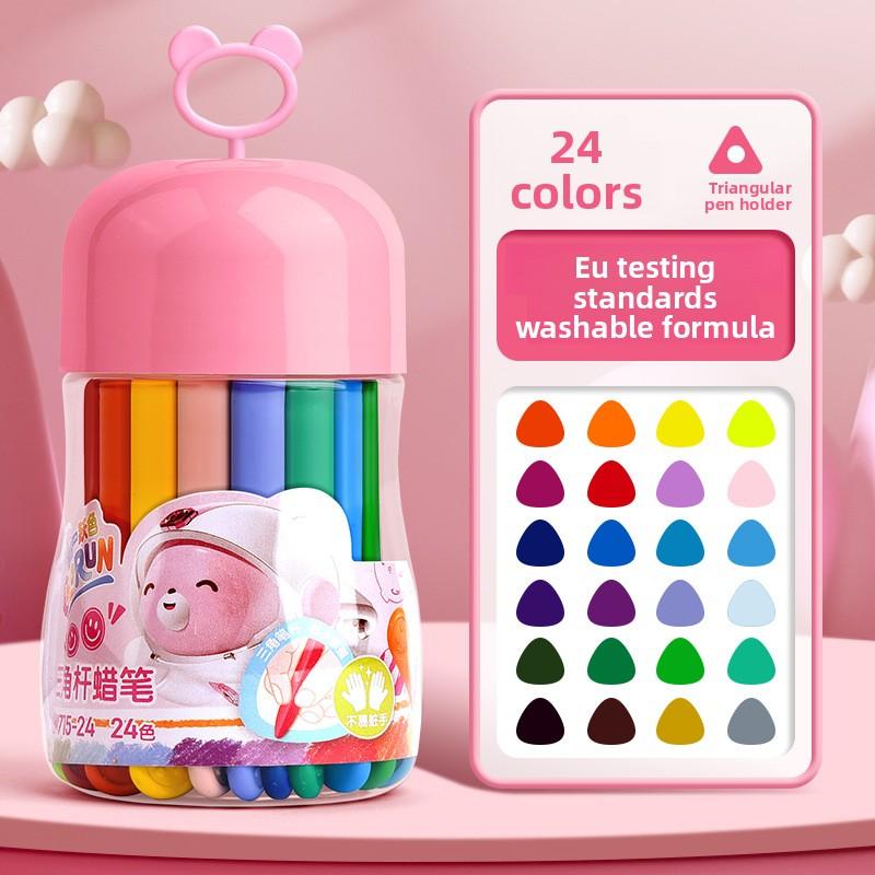 48 Colors Triangular Oil Pastels Smudge-Free Ergonomic Easy-Grip Break-Resistant Kid-Safe for Art Learning Creative Development