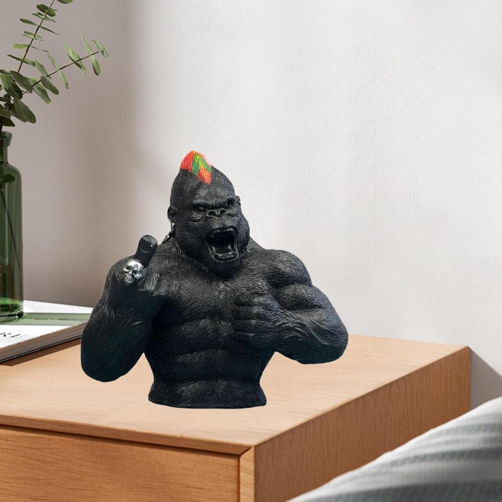Resin Figurine Gift Artwork Gorilla Statue for Bedroom Fireplace Living Room Black
