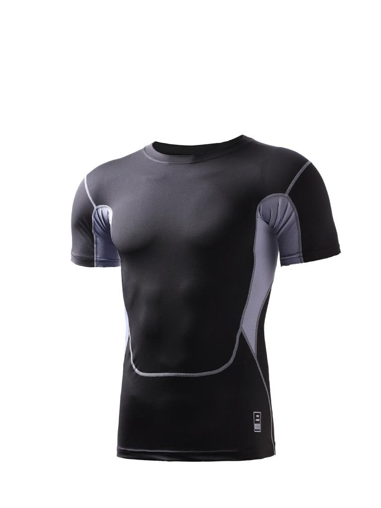 Schnelltrocknendes Kompressions-Sportset für Herren: Sommer Kurzarm-Top & Tights zum Laufen, Trainieren und Basketballspielen.