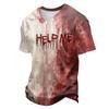 Men's Halloween V-Neck Short Sleeve T-Shirt, Lightweight Breathable Casual Print Tee, Fun Holiday Top for Costume Party