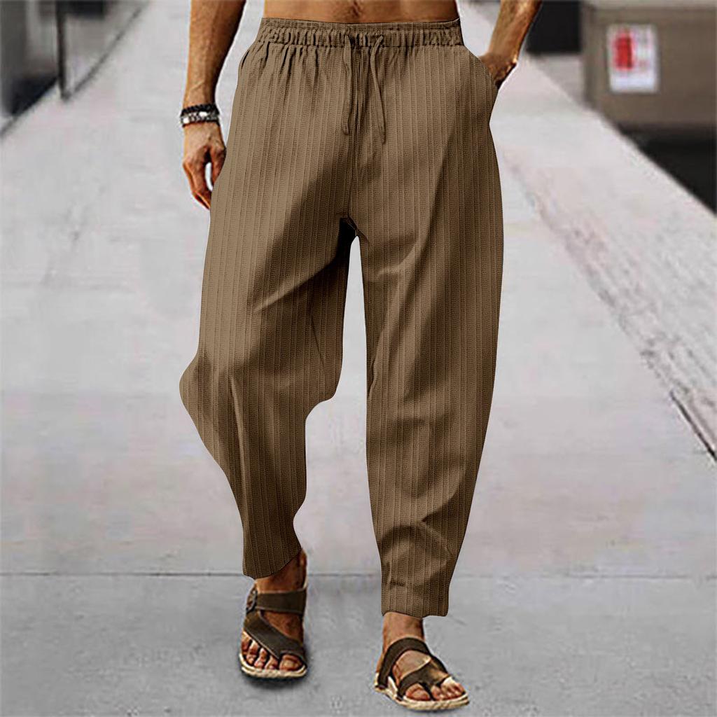 Men's Casual Loose And Comfortable Casual Pants Cotton Linen Buttons Trousers