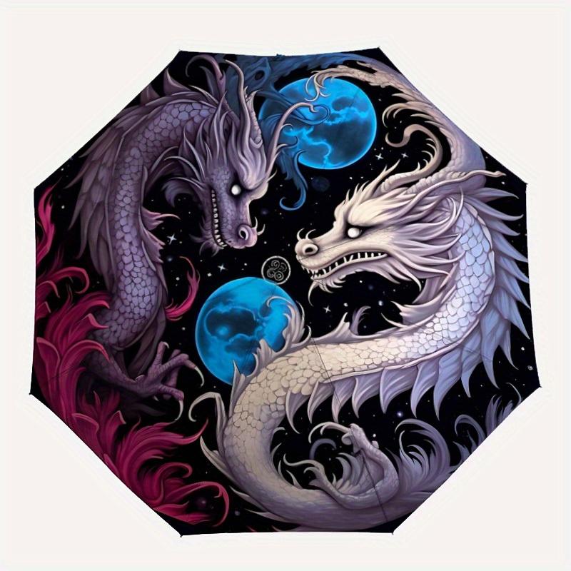 

1pc Dragon Yin Yang Automatic Opening/closing Umbrella with Auto Open/Close, Windproof, Foldable Sunshade yy250811113