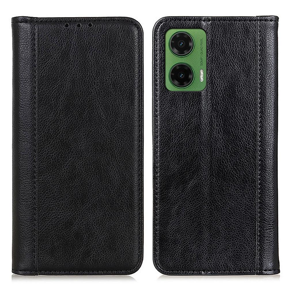 For Motorola Moto G35 5G Stand Case Split Leather Litchi Texture Wallet Phone Cover