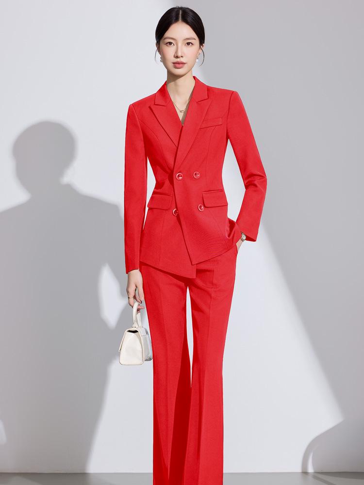 Damen High-End Weißes Anzugset für Herbst/Winter - Elegante Business-Formelle Kleidung