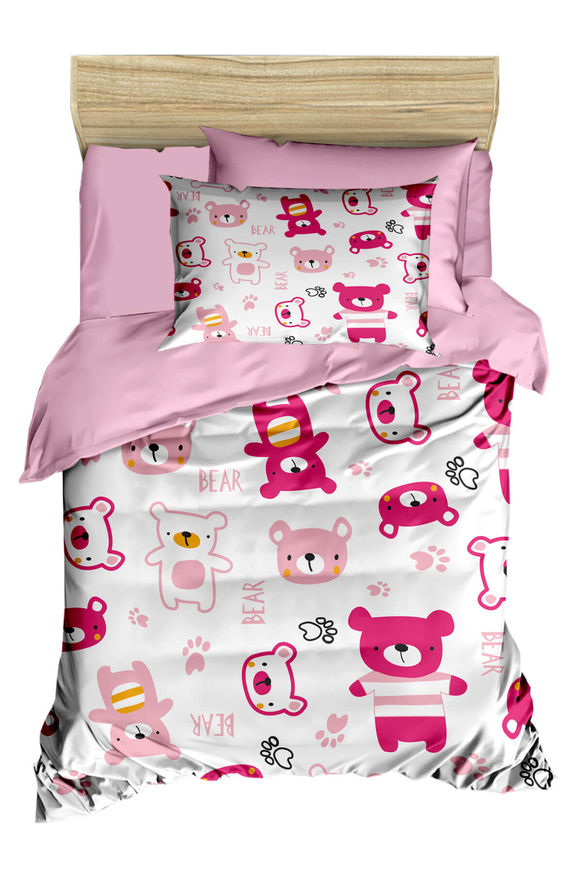 

Digital Printed 3D Cotton Newborn Baby Bedding Set Bear Toy Pink
