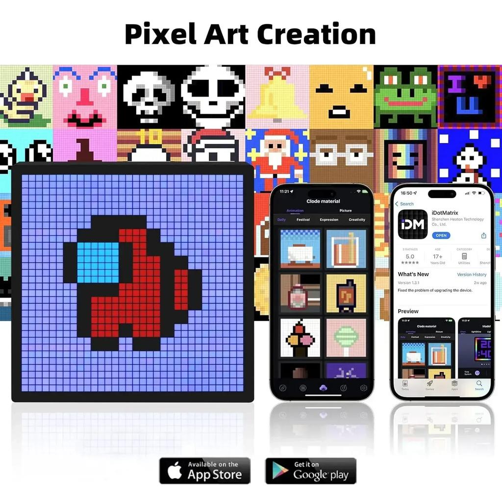 Pixel Screen LED Ambient Light Can DIY Text Pattern APP Control Living Room Bedroom Desktop Atmosphere Decoration Game Room