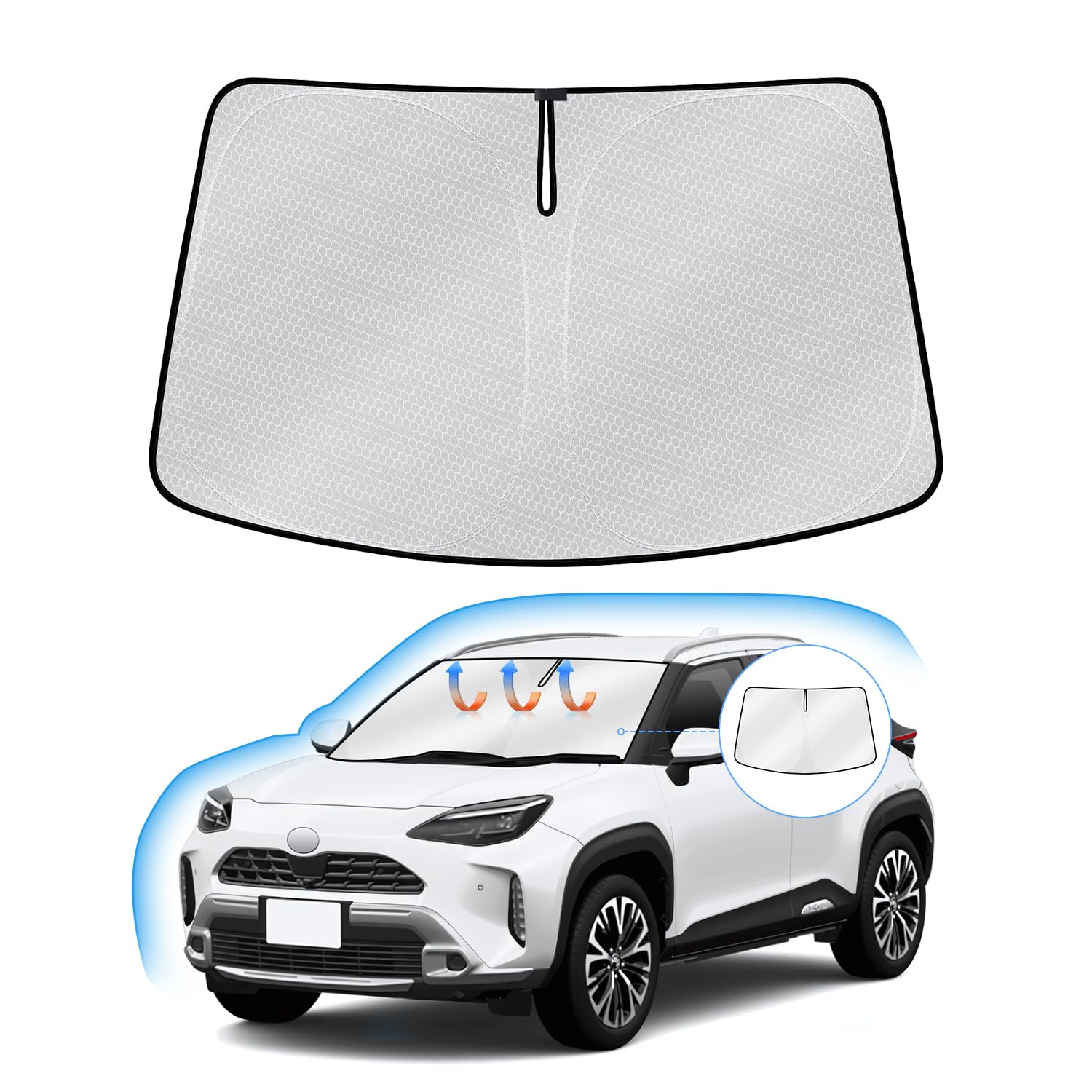 

Toyota Yaris Cross Windshield Sunshade UV Light Steering Wheel Sun Heat Car Honeycomb Storage Bag Interior Easy Direct from the Manufacturer J-PREMIS