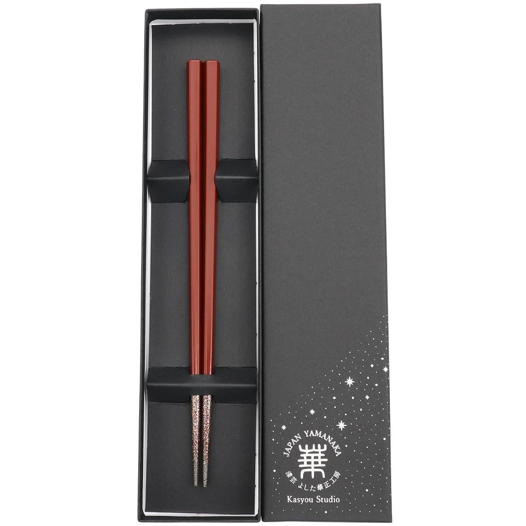 Kasyou Studio Kasei Workshop Urushi Healthy Chopsticks Red (Dishwasher Safe 21cm Pentagonal) Made Japan Kaga Handmade Craftsmen Gift Box Included