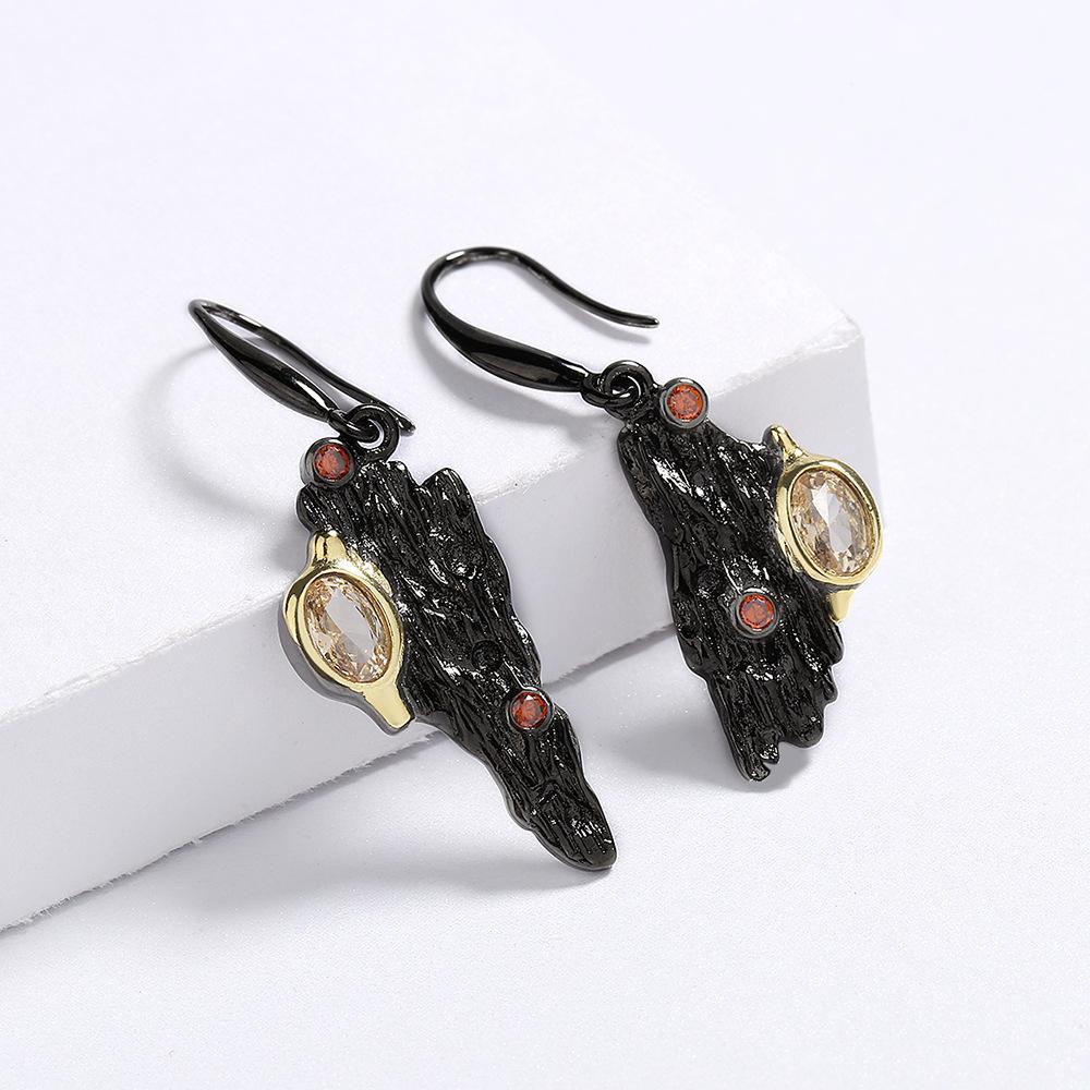Неправильные Богемные Янтарные Циркониевые Серьги Черное Золото Ювелирные Изделия Асимметричные Женские Серьги Креативные Ювелирные Изделия