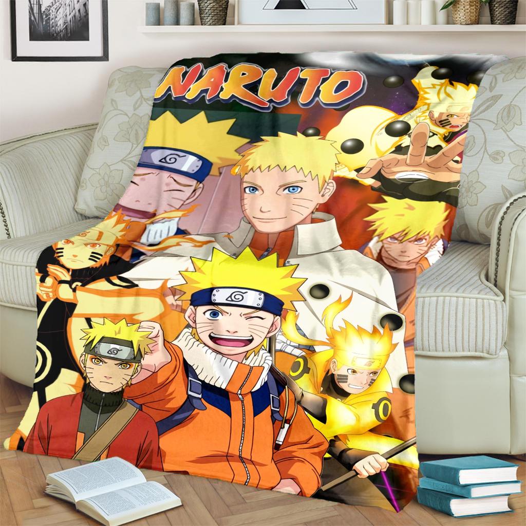 Anime-Naruto Print Blanket Warm Comfortable Flannel Blanket for Bedrooms, Sofas, Beds, Chairs, Picnics, Travel -LXR47