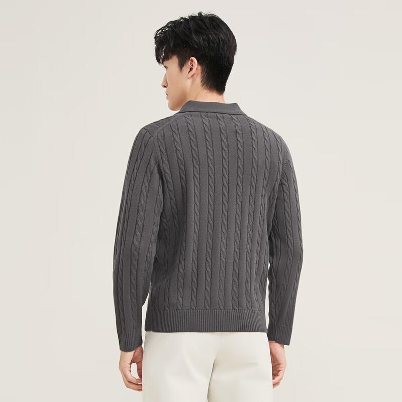 SEVEN Men's Wool Blend Cable Knit Polo Sweater