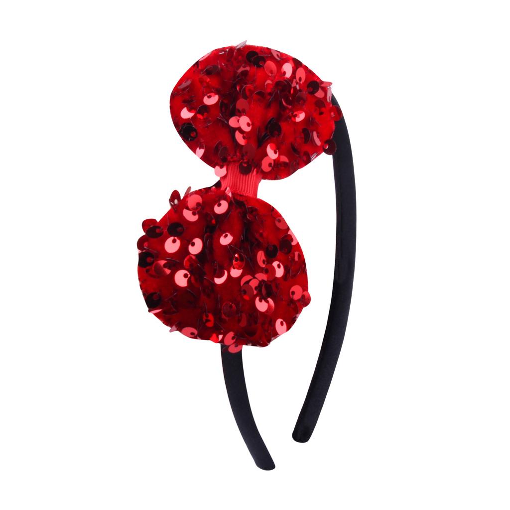 Glitter Bow Headband for Girls Red Bowknot Hair Bands Halloween Christmas Party Cosplay Costume Gifts for Teen Women