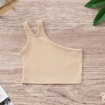 Gyermek Lányok Ujjatlan Crop Top Ruhák Nyári Oldalhasítékos Egyvállú Ujjatlan Gyerek Szűk Stretch Tank Topok