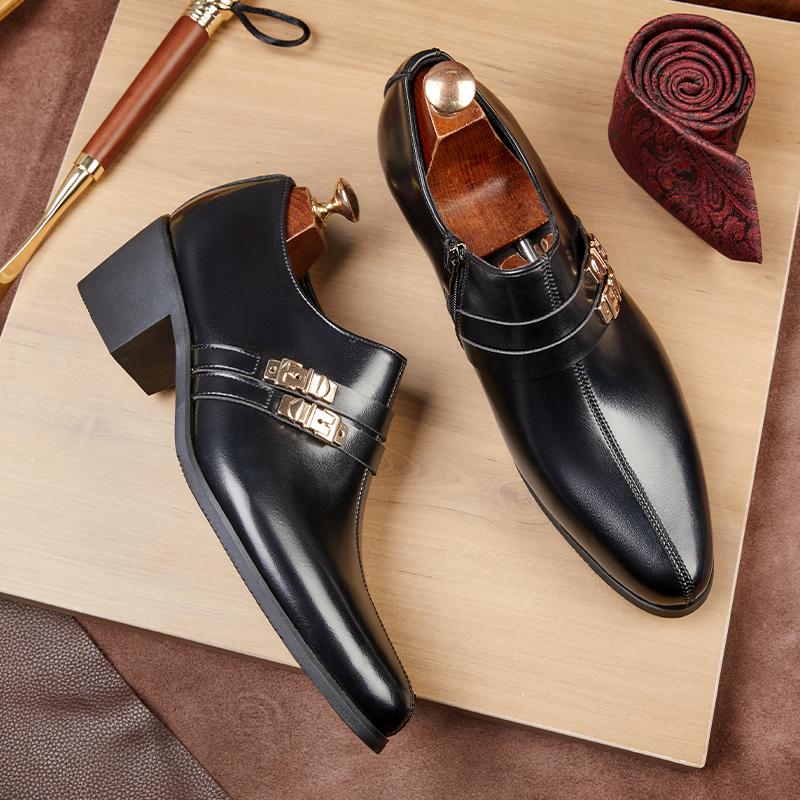 Oxford Dress Fashion Man Business Shoes Wedding Man High Heels Shoes Designer Formal Leather Shoes Luxury Party Prom Formal Shoe