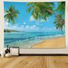 Ocean Beach Tapestry Wall Hanging Natural Landscape Tapestry Sky Seaside Tropical PalmTrees Island Tapestries Party Decor Banner