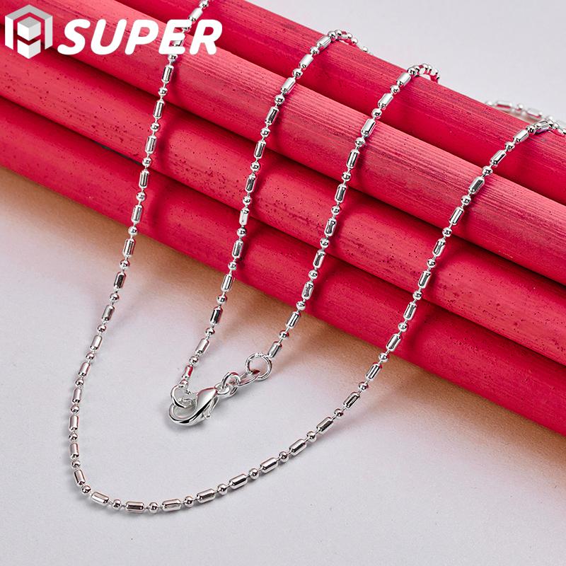 925 Sterling Silver Bamboo Chain Necklace 45cm Wedding Fashion Jewelry