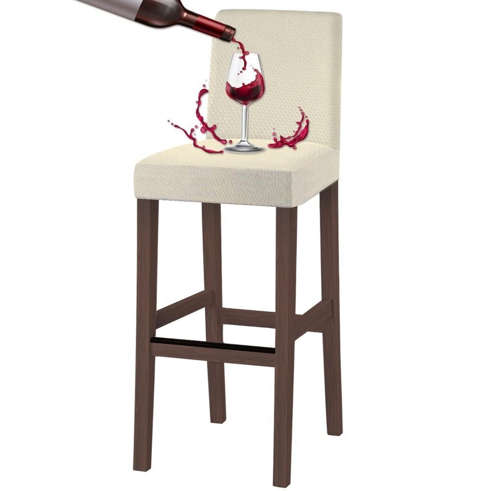 

Durable Short Back Bar Chair Cover Jacquard Waterproof Bar Stool Seat Covers Dustproof Elastic Stretch Slipcovers Dining Room бежевый