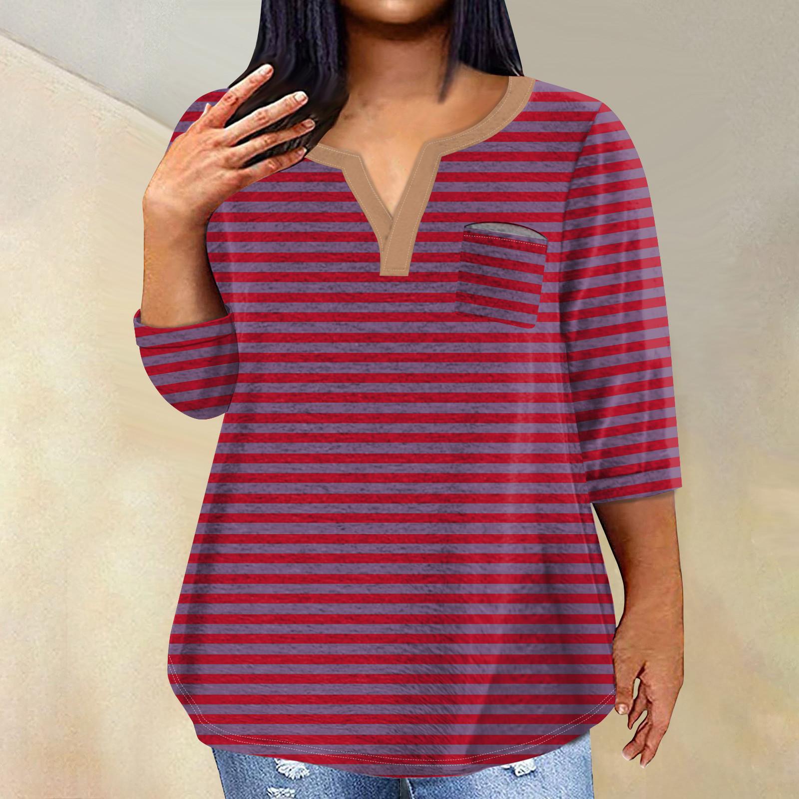 

Жіночий модний повсякденний пуловер з принтом і V-подібним вирізом з рукавом три чверті та рукавом 3/4 XL винний