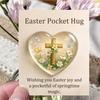 Easter Pocket Hug with Greeting Card Love Heart Shape Bunny Egg Sheep Flower Pocket Hug Token Holiday Party Keepsake Gift