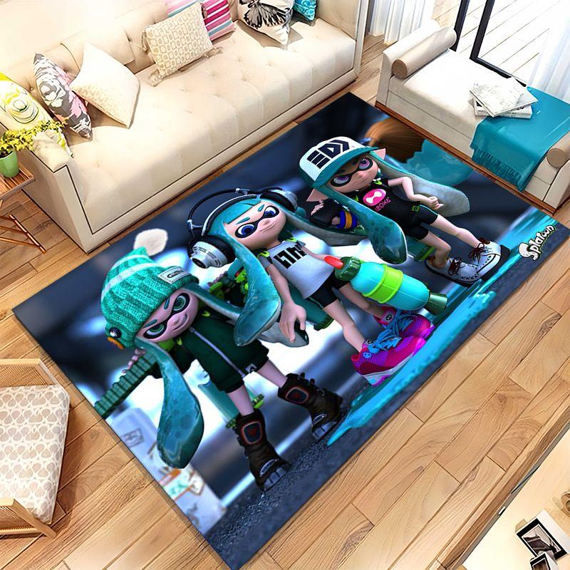 Classic Game Splatoon PC Cartoon Living Room Non-Slip Area Rug Soft Carpet for Bedroom Kid Playroom Sofa,Home Decor Doormat Gift