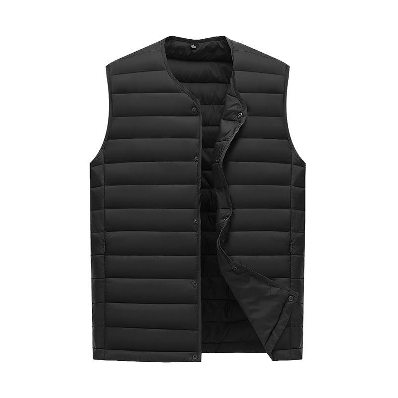 Men White Down Vest Man's Clothing Ultra Light Down Waistcoat Portable Sleeveless Coat Man Winter Round Collar Warm Liner