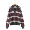 MIU Style Striped Lapel Women’s Autumn Knit Polo Sweater Retro Loose Fit
