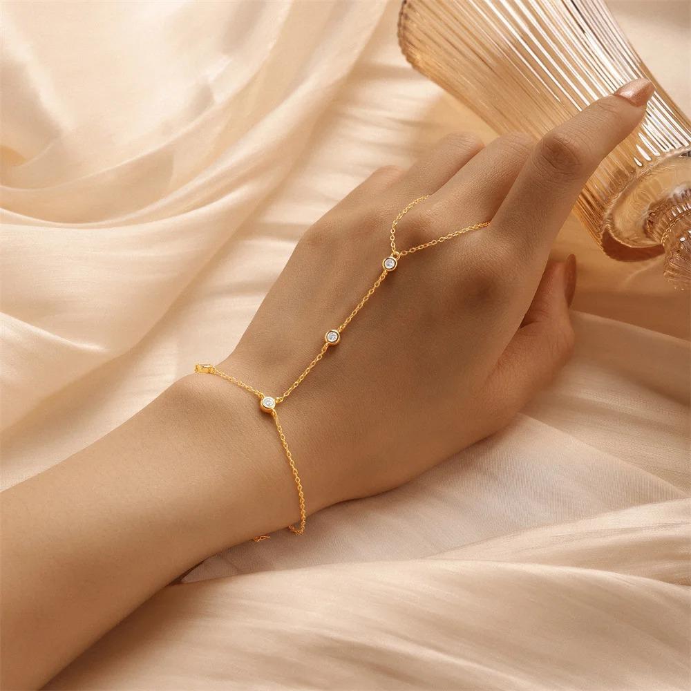 CANNER Bracciale con Charm in Argento 925 Stile INS Occhio di Cavallo Zircone con Catena ad Anello per Donna Uomo Coppia Gioielli da Festa