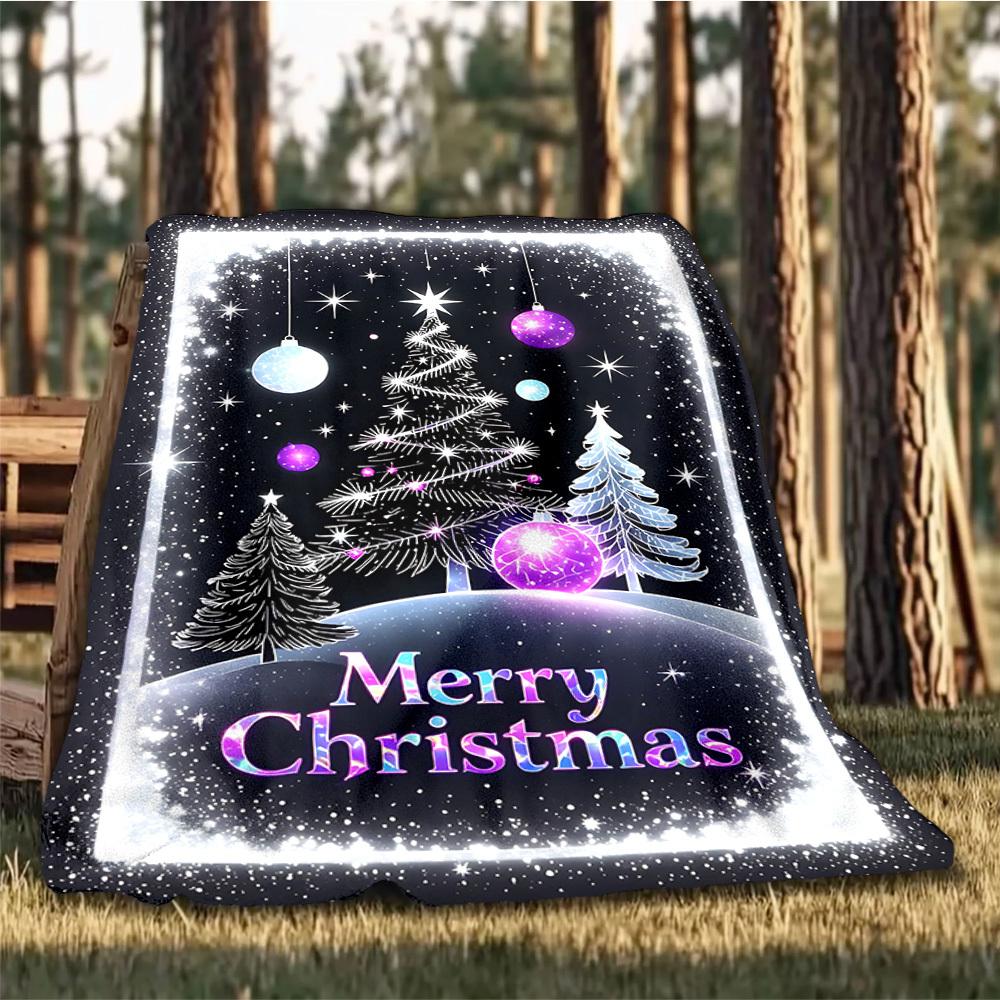 1pc Christmas Decorations Outdoor Soft Polyester Flannel Throw Blanket Versatile for All Seasons , Soft , Cozy , Warm All Season Quilted Throw ,
