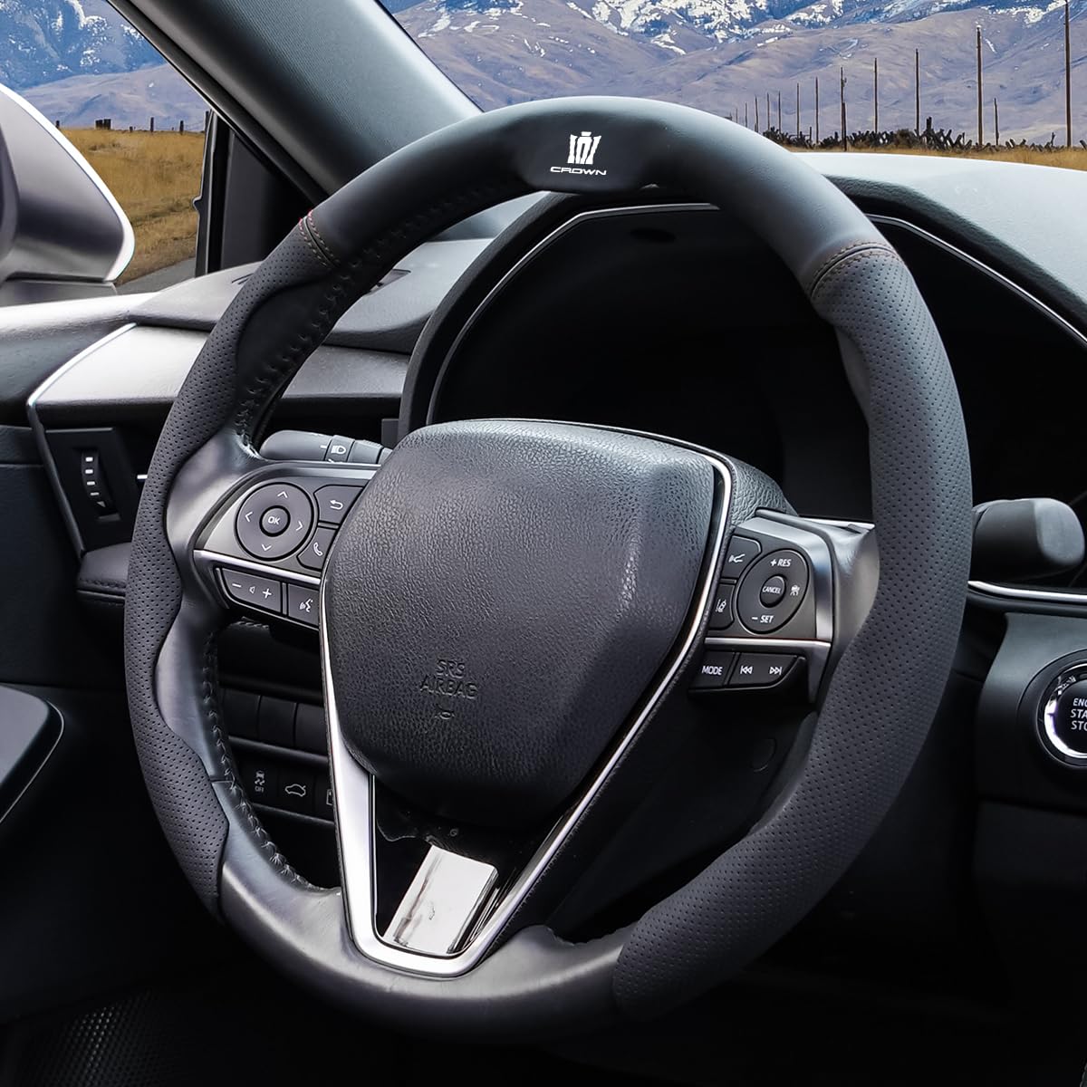 

Чехол на руль с отверстием и для интерьера нового Crown Руль автомобиля S Easy Car Набор из 1 шт. Для Crown U-образный дизайн, Стильный, Противоскользящий чёрный