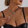 Y2K Heart Beaded Necklace Women Boho Crystal Love Heart Gravel Clavicle Chain Cool Choker Exquisite Fashion Jewelry Gifts