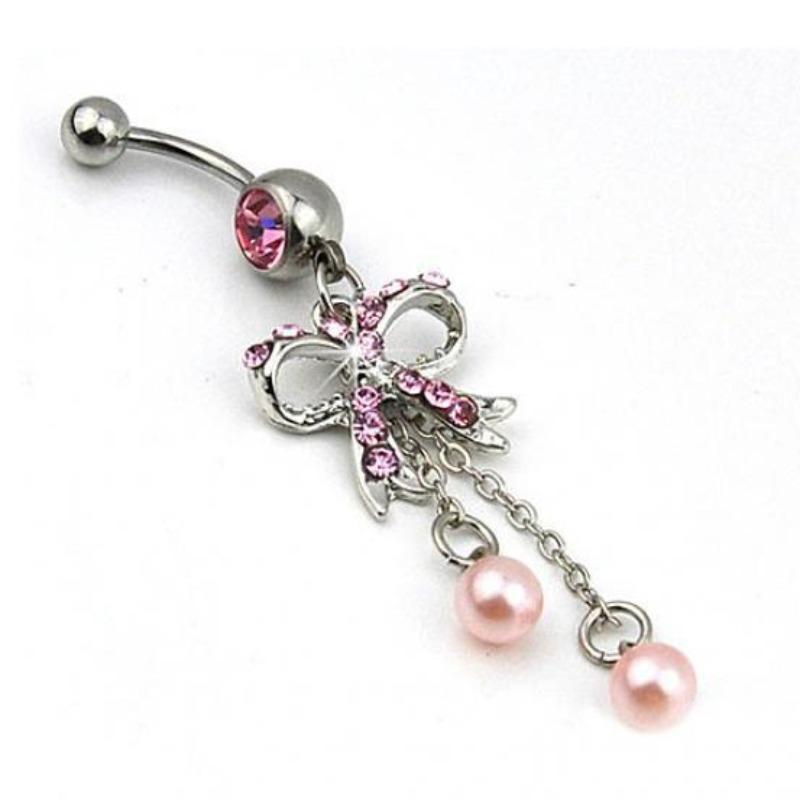 Frauen-Schmetterlings-Ball-Knopf-Langhantel-Stab-Körper-Piercing-Bauch-Nabel-Ring
