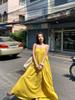 Seaside Resort Yellow Backless Spaghetti Strap A-line Summer Dress for Women