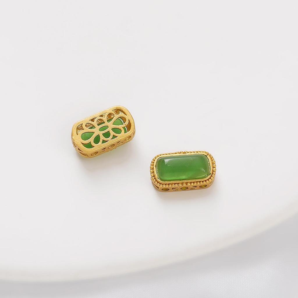 Pozlacené prolamované korálky s kočičím okem a imitací nefritu pro výrobu šperků DIY