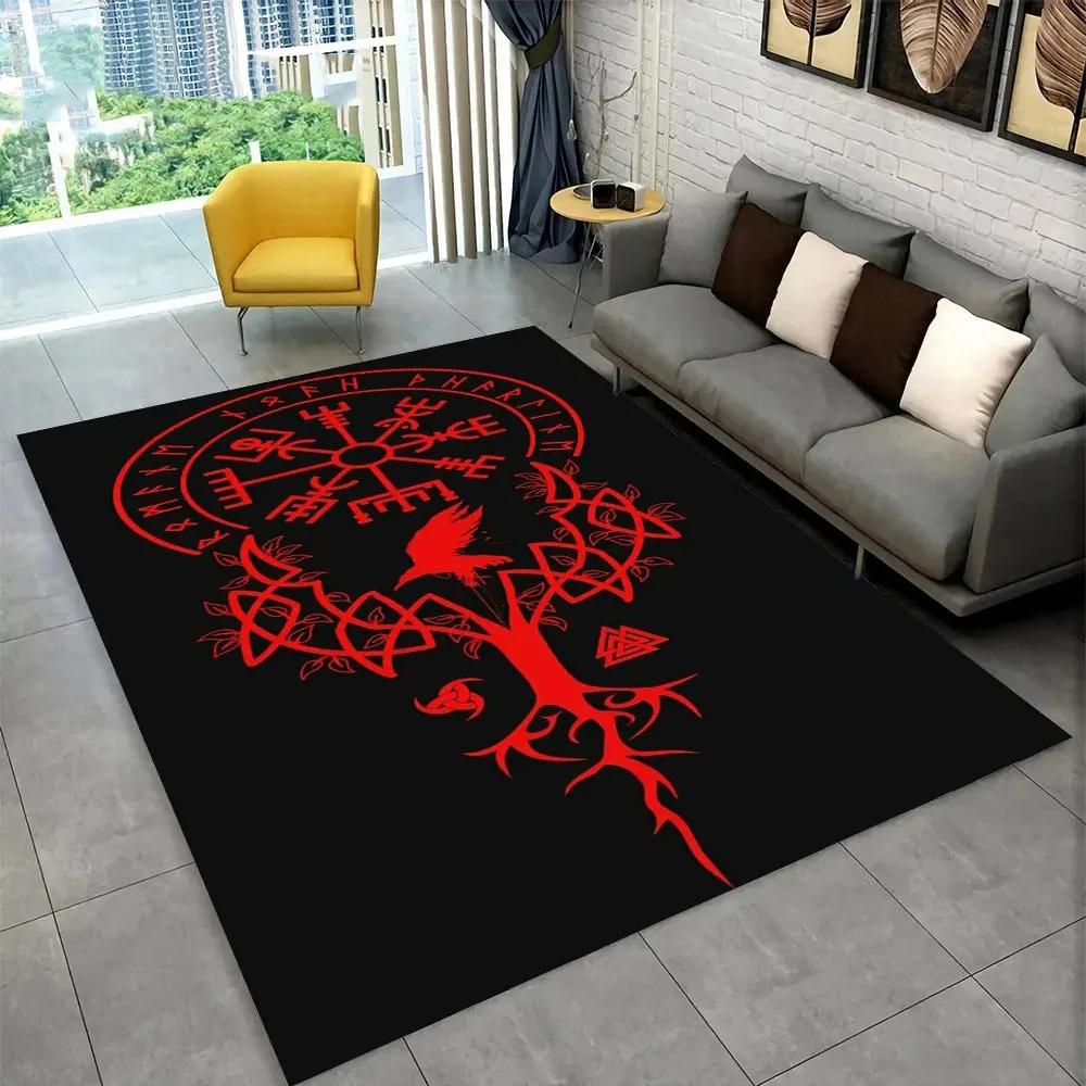 Nordic Viking Mythology Odin Valhalla Carpet Rug for Home Living Room Bedroom Sofa Doormat Decor,kid Area Rug Non-slip Floor Mat