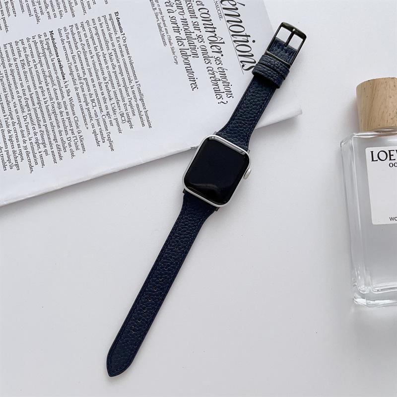 Kleiner Bund Quadratischer Schnallen-Litschi-Muster-Riemen Ist Geeignet Für Applewatch Apple Watch Iwatch109876Se Damen