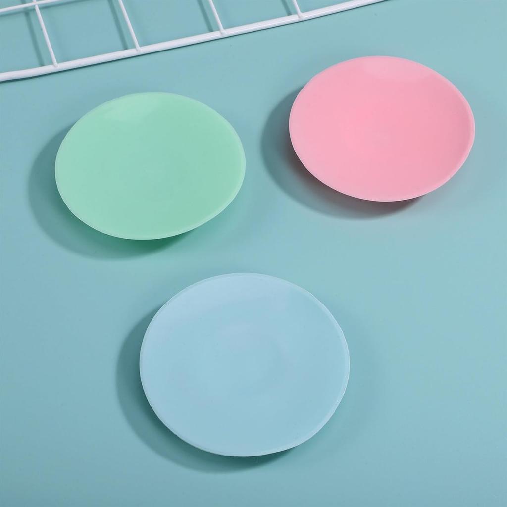 DOITOOL 3pcs Silicone Suction Plate Double Sided Suction Cups Silicone Utensil Rest Sucker Pads for Plate Silicone Grip Dish Suction Cup Plates Plate