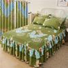 3pc Tropical Floral Bed Skirt Set Includes 1Non-slip Lace Bed Skirt And 2 Decorative Pillowcases All-season Polyester Bedding Ruffles Machine Washable