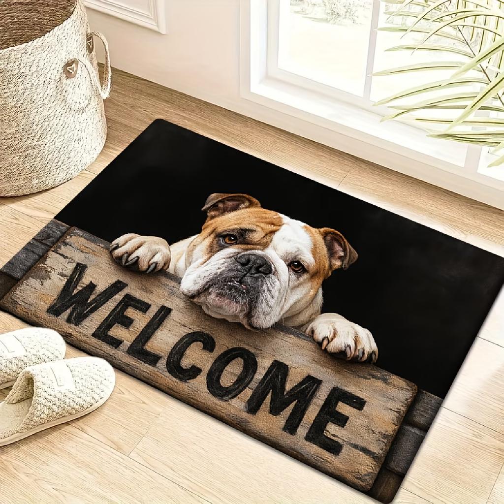 French Bulldog Puppy Print Doormat, Suitable for Bedroom, Kitchen, Dining Room, Bathroom, Slip-Resistant and Machine Washable
