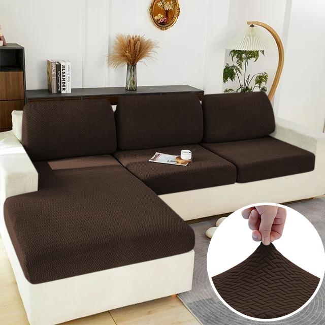 Elastic Sofa Cover Solid Sofa Seat Cover Grey Washable Seat Cushion Cover Furniture Protector Sectional