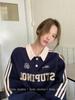 American Retro Color Block Polo Sweatshirt - Casual Loose Fit