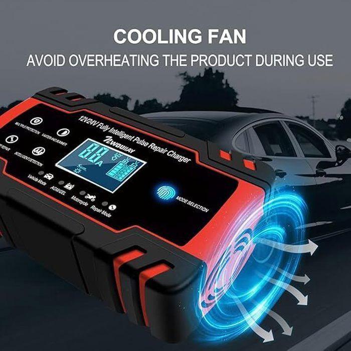 Chargeur de Batterie - Intelligent - 12V/24V - 8A - Écran LCD - Protection Multiple