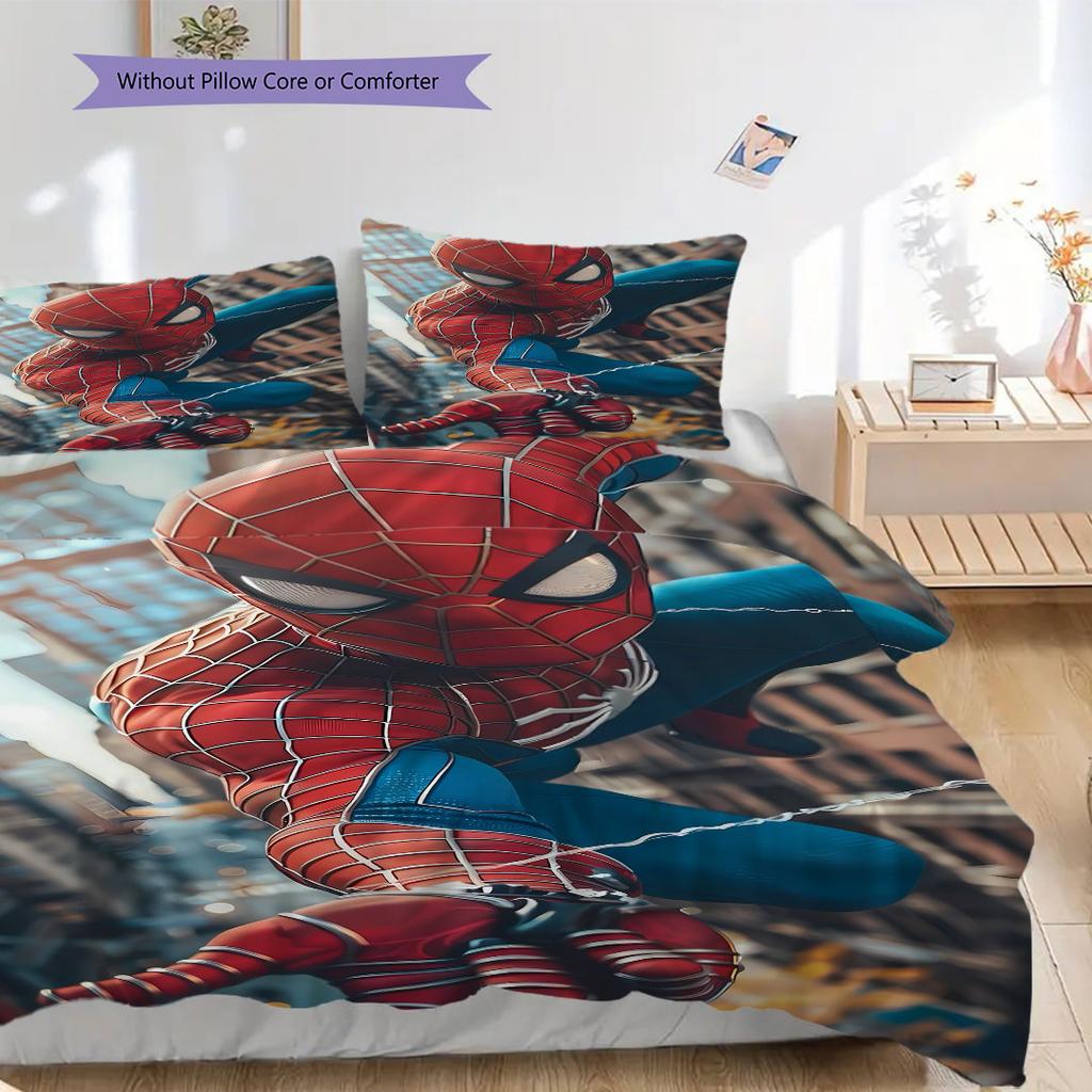 Spider-Man Superhero Series Bedroom Three-Piece Duvet Cover Bedding Set (1*Duvet Cover + 2*Pillowcase, Without Core)