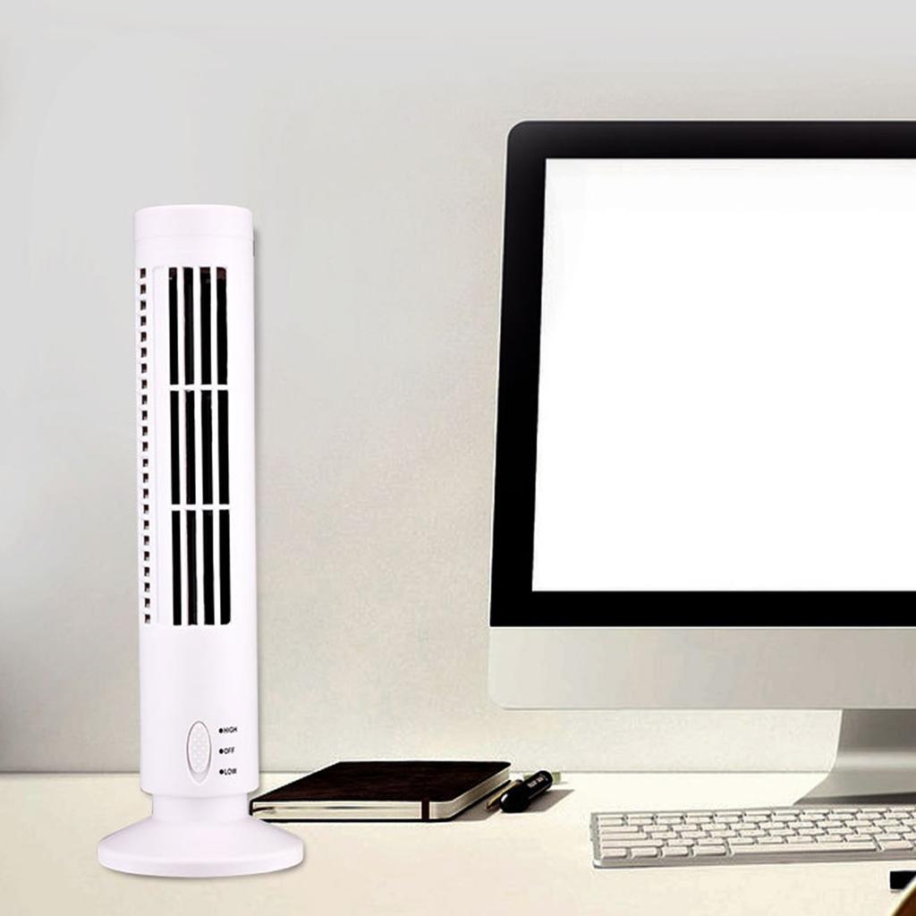 Desktop Tower Fan Bladeless Vertical Electric Fan for Study Dorm USB Plug In 5V