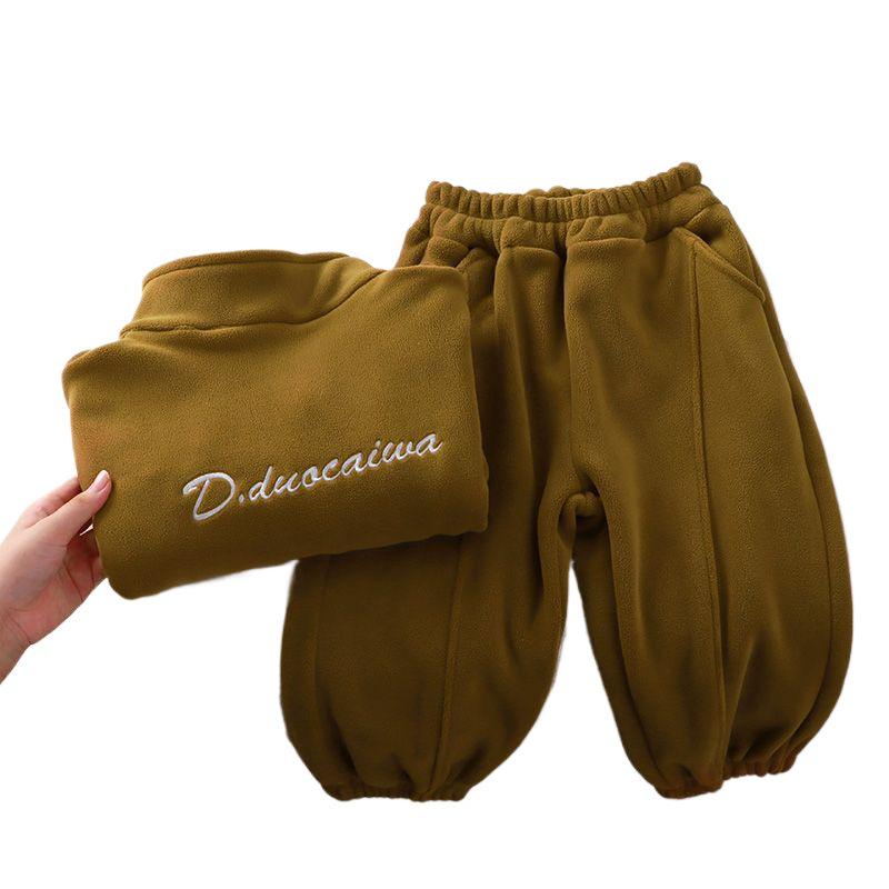 Children's Fleece-Lined Two-Piece Set for Autumn/Winter - Korean Style for Boys and Girls