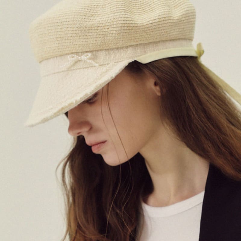 Marchen Pearl ribbon sailor cap_2color