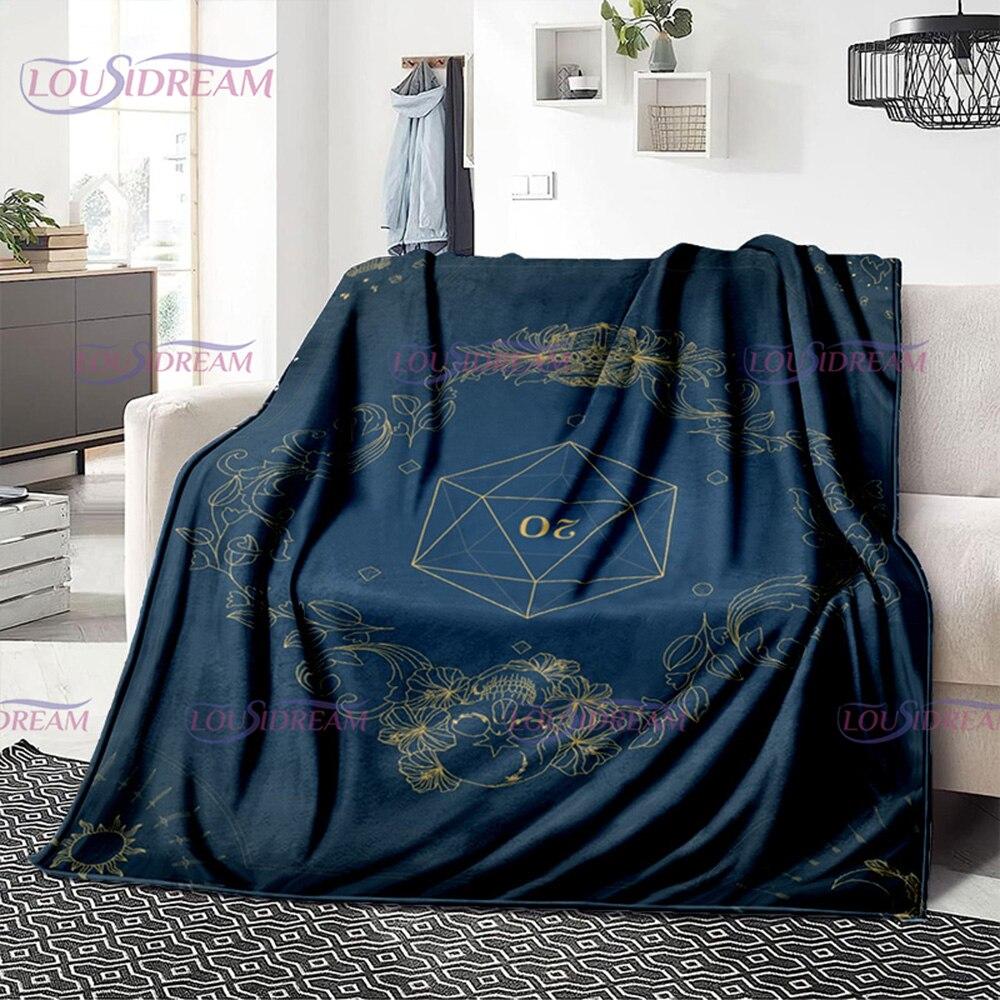Buntes Geometrie-Muster, Klimaanlage, Flanelldecke, Bürozimmer, warm und bequem, Sofa, D20, Würfel-bedruckte Decke, Geschenk