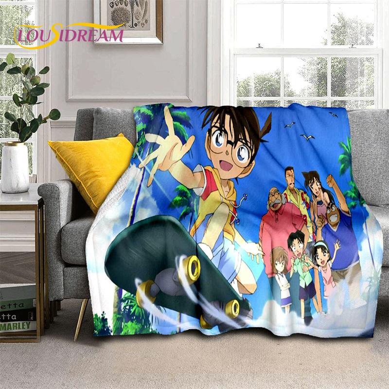 Kreskówka HD Detektyw Conan Anime Koc 3D, Miękki koc do rzucania na dom, sypialnię, łóżko, sofę, na piknik, w podróży, do biura, koc okrywowy dla dzieci