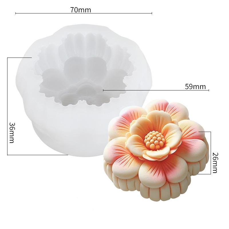 3D Flower Aroma Candle Silicone Mold DIY Flower Soap Plaster Drip Resin Mold Chocolate Pastry Cake Baking Mold