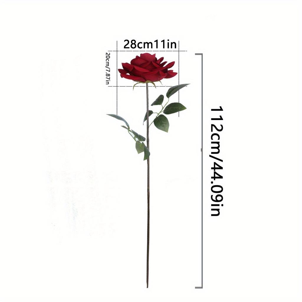 44 Inch Artificial Red Rose Flower, Single Red Rose with Stemfor Valentine's Day Mother's Day Wedding Party Home Decor Centerpieces Anniversary Decor